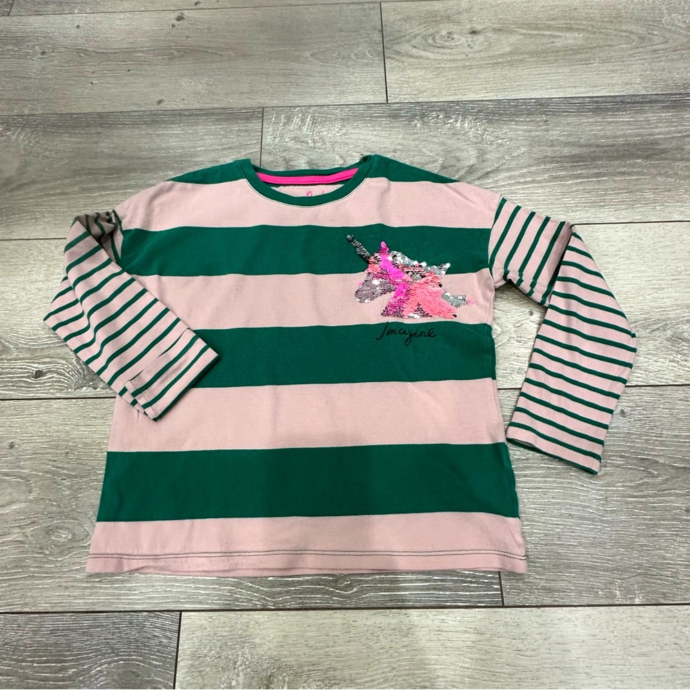 Mini Boden unicorn sequin tee